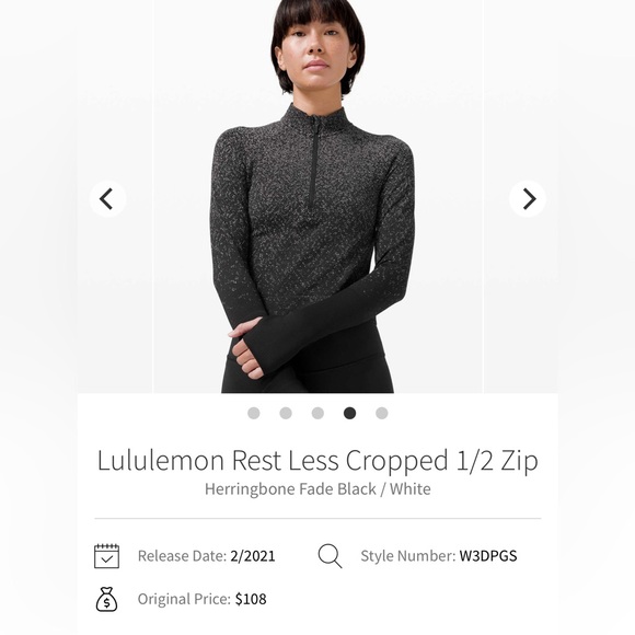 🖤Lululemon Rest Less Cropped 1/2 Zip
Herringbone Fade Black / White Sz 6✨Like 🆕 - Picture 7 of 7